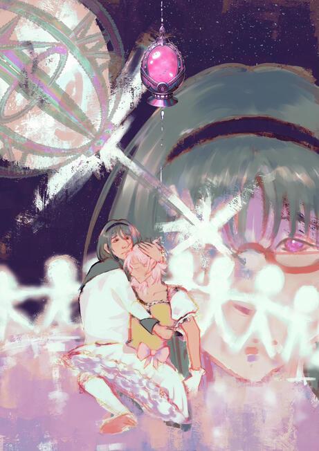 Heavens Fall Inspired by the characters by Madoka and Homura from the anime series Puella Magi Madoka Magica. The piece aimed to capture the helplessness of Madoka and Homuras relationship.